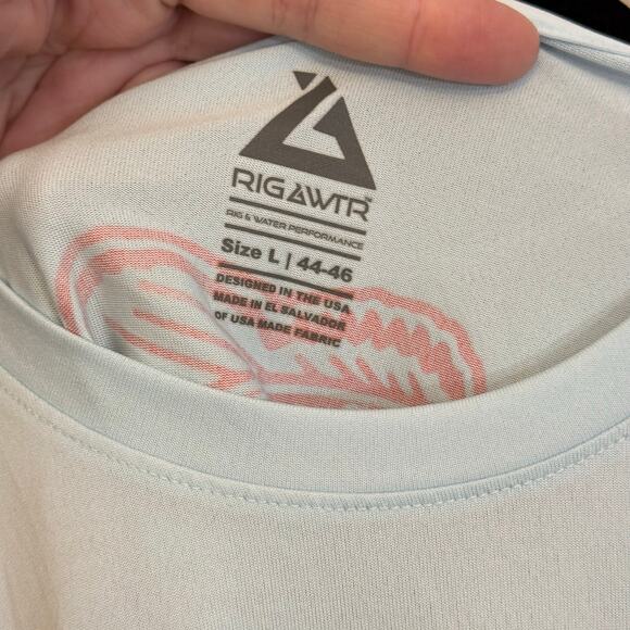 Rig & Water Performance T-Shirt Mens L Blue Fishing Beach Long Sleeve Outdoor - Picture 6 of 7